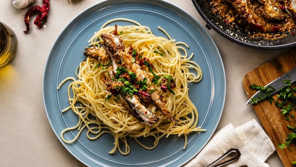 Teriyaki Soslu Mezgit Spagetti