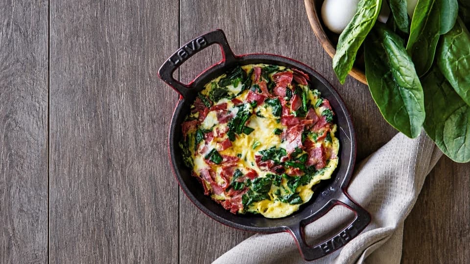 Ispanaklı Pastırmalı Yumurta